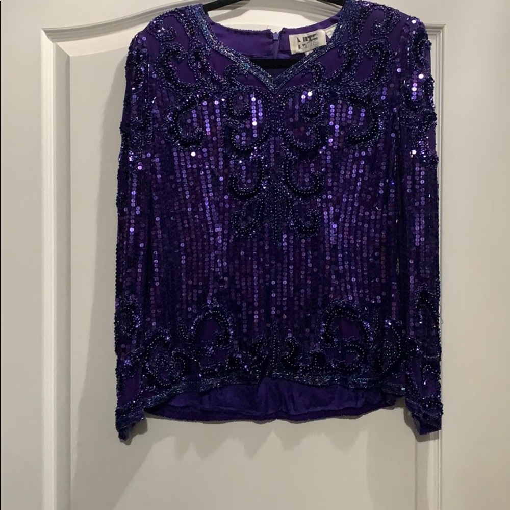 Beautiful vintage purple sequin top long sleeve